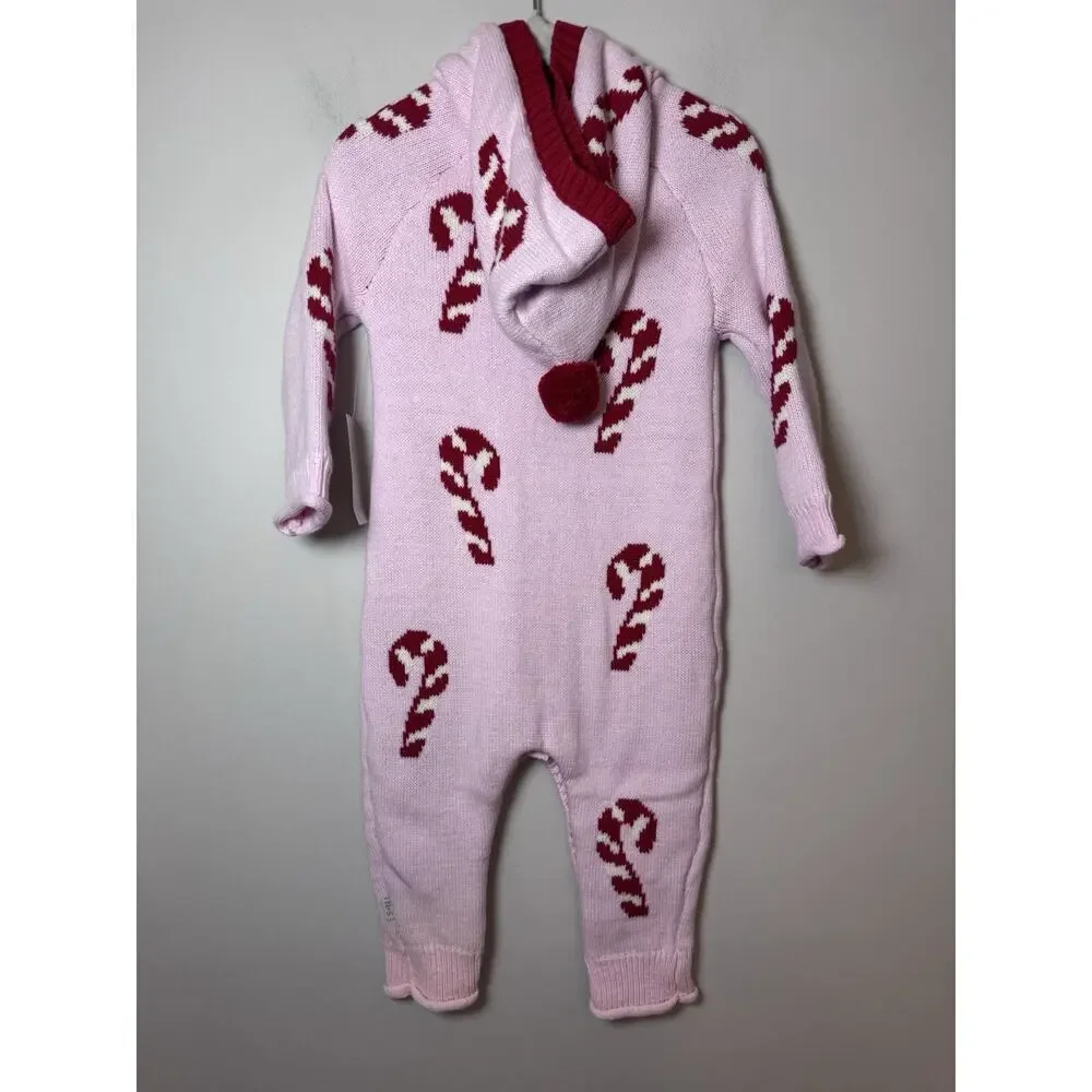 Sammy & Nat Pink Candy Cane Kids sweater One Piece 6-12 Months NWT
